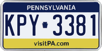 PA license plate KPY3381