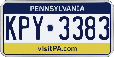 PA license plate KPY3383