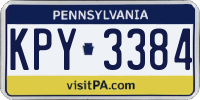 PA license plate KPY3384