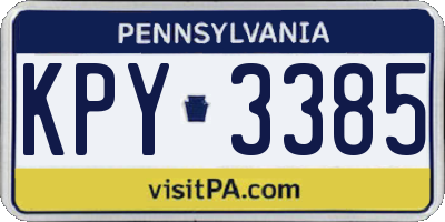 PA license plate KPY3385