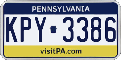 PA license plate KPY3386