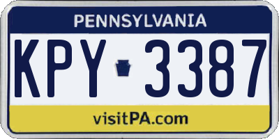 PA license plate KPY3387