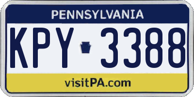 PA license plate KPY3388