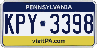 PA license plate KPY3398