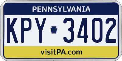 PA license plate KPY3402