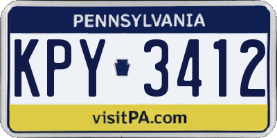 PA license plate KPY3412