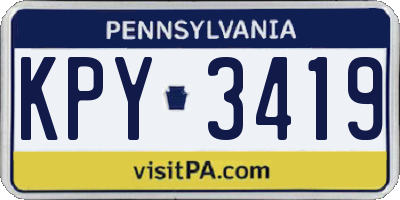 PA license plate KPY3419