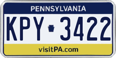 PA license plate KPY3422