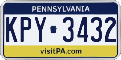 PA license plate KPY3432