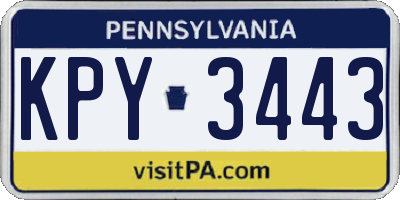 PA license plate KPY3443