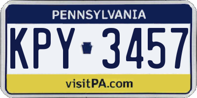 PA license plate KPY3457