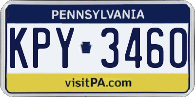 PA license plate KPY3460