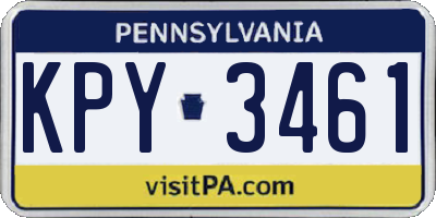 PA license plate KPY3461