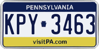 PA license plate KPY3463