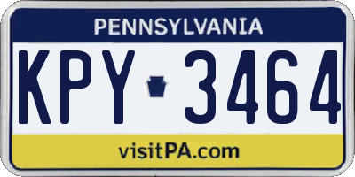 PA license plate KPY3464