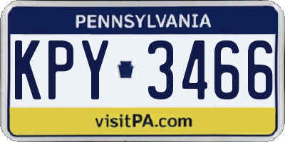 PA license plate KPY3466