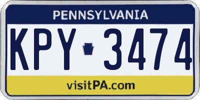PA license plate KPY3474