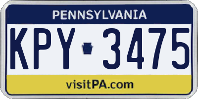 PA license plate KPY3475