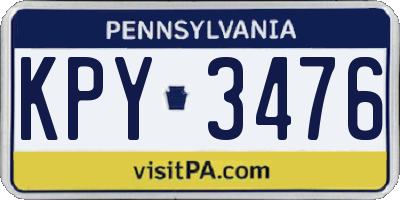 PA license plate KPY3476