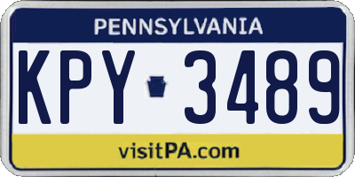 PA license plate KPY3489