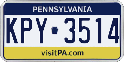 PA license plate KPY3514