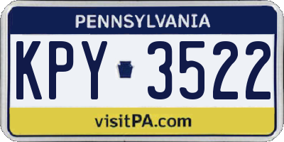 PA license plate KPY3522