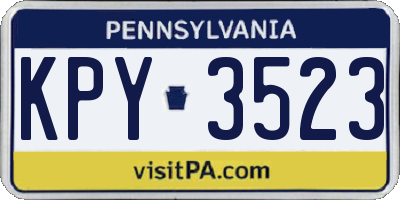 PA license plate KPY3523