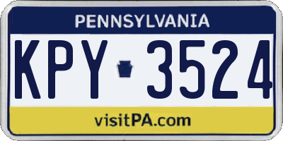 PA license plate KPY3524