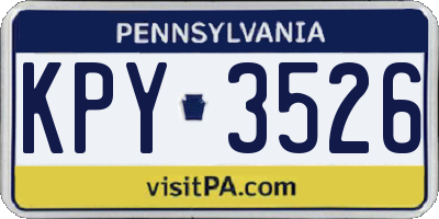 PA license plate KPY3526