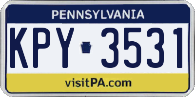 PA license plate KPY3531