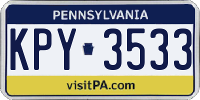 PA license plate KPY3533