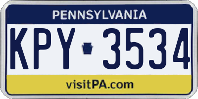 PA license plate KPY3534