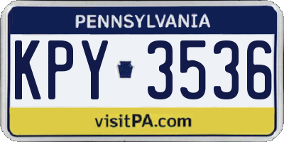 PA license plate KPY3536