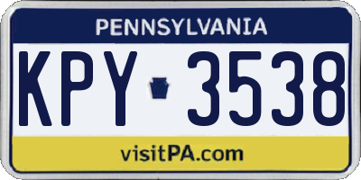 PA license plate KPY3538