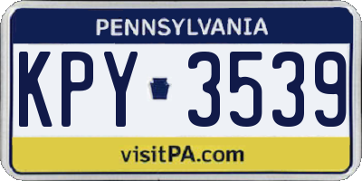 PA license plate KPY3539