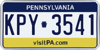 PA license plate KPY3541