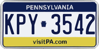 PA license plate KPY3542