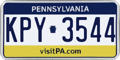 PA license plate KPY3544