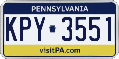 PA license plate KPY3551
