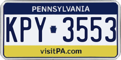 PA license plate KPY3553