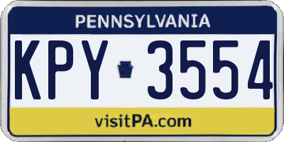 PA license plate KPY3554