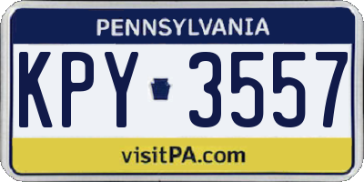 PA license plate KPY3557