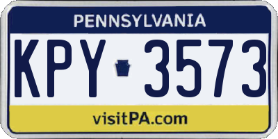 PA license plate KPY3573