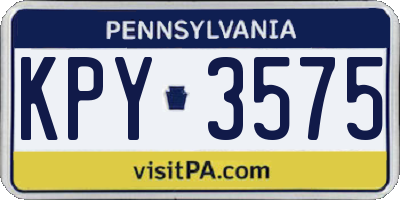 PA license plate KPY3575