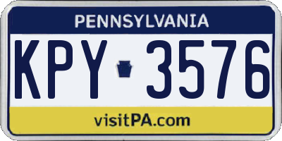 PA license plate KPY3576