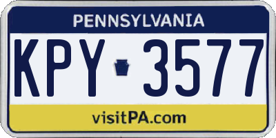 PA license plate KPY3577