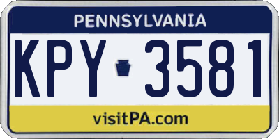 PA license plate KPY3581