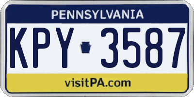 PA license plate KPY3587