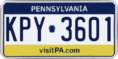PA license plate KPY3601