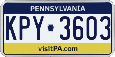 PA license plate KPY3603